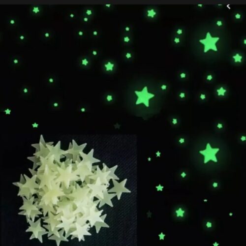 Multicolor Glow In The Dark 100 Pcs 3D Stars Wall Stickers Luminous Fluorescent Plastic Wall Sticker for Kids Baby Room Bedroom Ceiling Home Decor - sticker