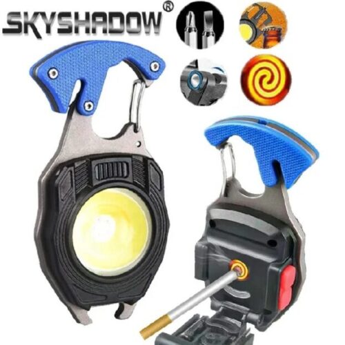 Mini COB Work Light Multi-Function Lamp – Bottle Opener, Screwdriver, Cigar Lighter & Survival Keychain Tool