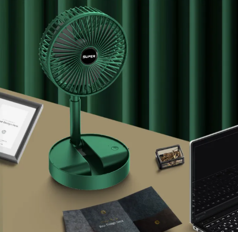 Foldable Telescopic Fan Rechargeable Portable Desktop Mini Fan Rechargeable AC/DC Table Fan with 2000Mah Lithium Battery.