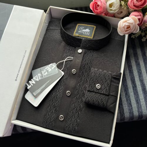 New collectionMen's Premium Quality Black Semi Long Panjabi