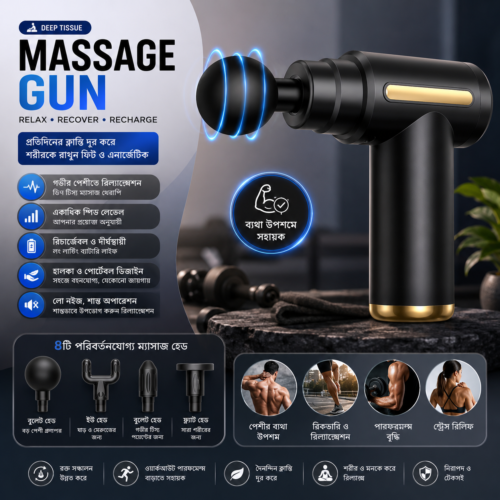 Mini Muscle Massage Gun, Professional Portable Gun with Low Noise Type C Charging 6 Speed 4 Heads, Back and Neck Massager Ratings 52