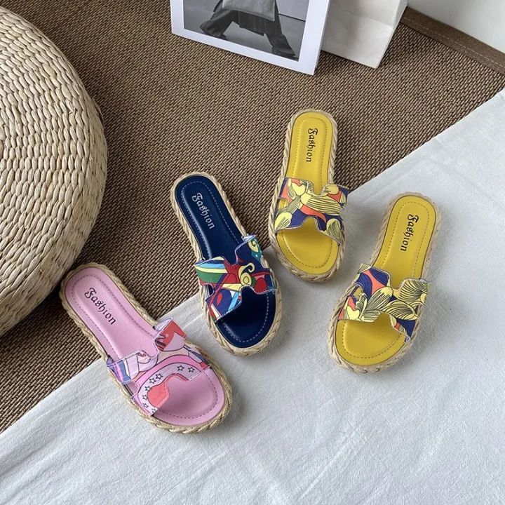 Korean fashion H Slippers flats sandals for woman