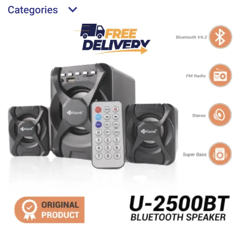 Kisonli U2500BT USB Bluetooth 2.1 Speaker with FM TF AUX Remote Control Black 5W - Image 2