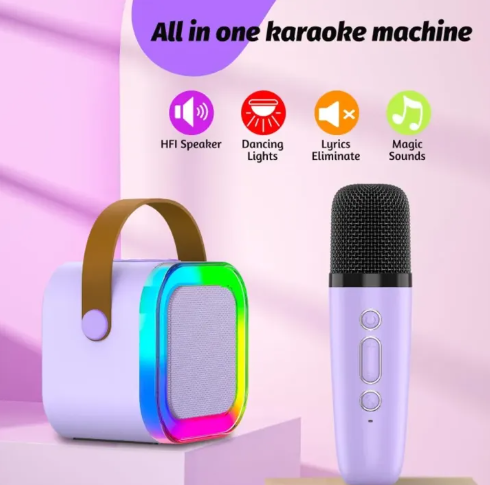K12 Karaoke Machine Portable Bluetooth 5.3 PA Speaker With 1 Wireless Microphones Home Family Singing Children's Gifts Best For Small Occasion