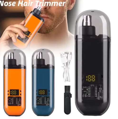 Nose Trimmer Portable Ear Nose Hair Trimmer Clipper with Digital Display Face Eyebrow Beard Shaver Painless Electric Nose Ear Hair Clippers Portable Nose/Ear Hair Removal Tool Nose Hair Clipper