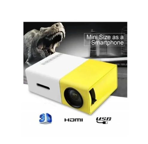 Mini Projector Full HD 1080P LED Projector Home Cinema Theater - High Resolution LED Projector with USB, SD, AV, HDMI Slots – Compact, Portable, and Stylish (Yellow)