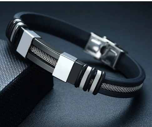 Fashion Stainless Steel Bracelet For Men Wrist Band Adjustable Black Link Punk Hiphop Wristband Stylish Casual Bangle Gift