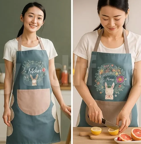 CHAMELI Kitchen Apron for Women with Big Front Pocket Hand-Wiping Waterproof Apron for Kitchen Unique Design Kitchen Accessories items for Home Cooking