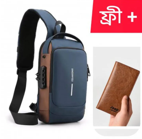 Anti-theft smart Travel Bag Male USB Charging Chest Bag Pack Multifunction Patent Leather Chest Bag Men Waterproof Men Crossbody Bag