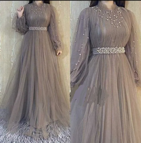 New design Stylish Ash Color Pal net Borka Gown Malai Georgette and soft Pal net Fabric For Women