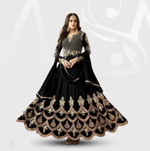 Semi Stitched Georgette Embroidery Long Floor Touch Anarkali Party Dress - Image 2