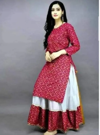Cotton Linen Lehenga with Gorgeous Block Print Design for Women, Girls, and Ladies - Stylish and Elegant Choice - Kurti for Girls Included