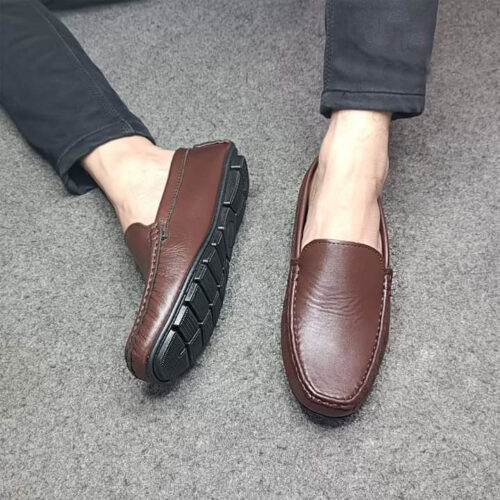 Men Shoes Luxury Trendy Casual Slip on Formal Loafers Men Chocolate Male Driving Shoes
