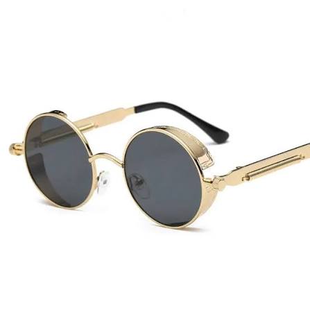 Round Metal Sunglasses – Silver + Black Edition