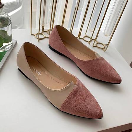 Women Splice Color Flats Fashion Pointed Toe Ballerina Shoes